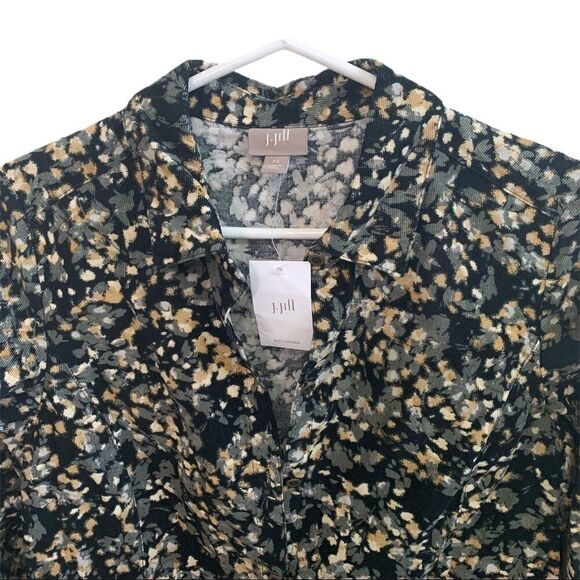 J Jill Corduroy watercolour floral button down top - Picture 8 of 8